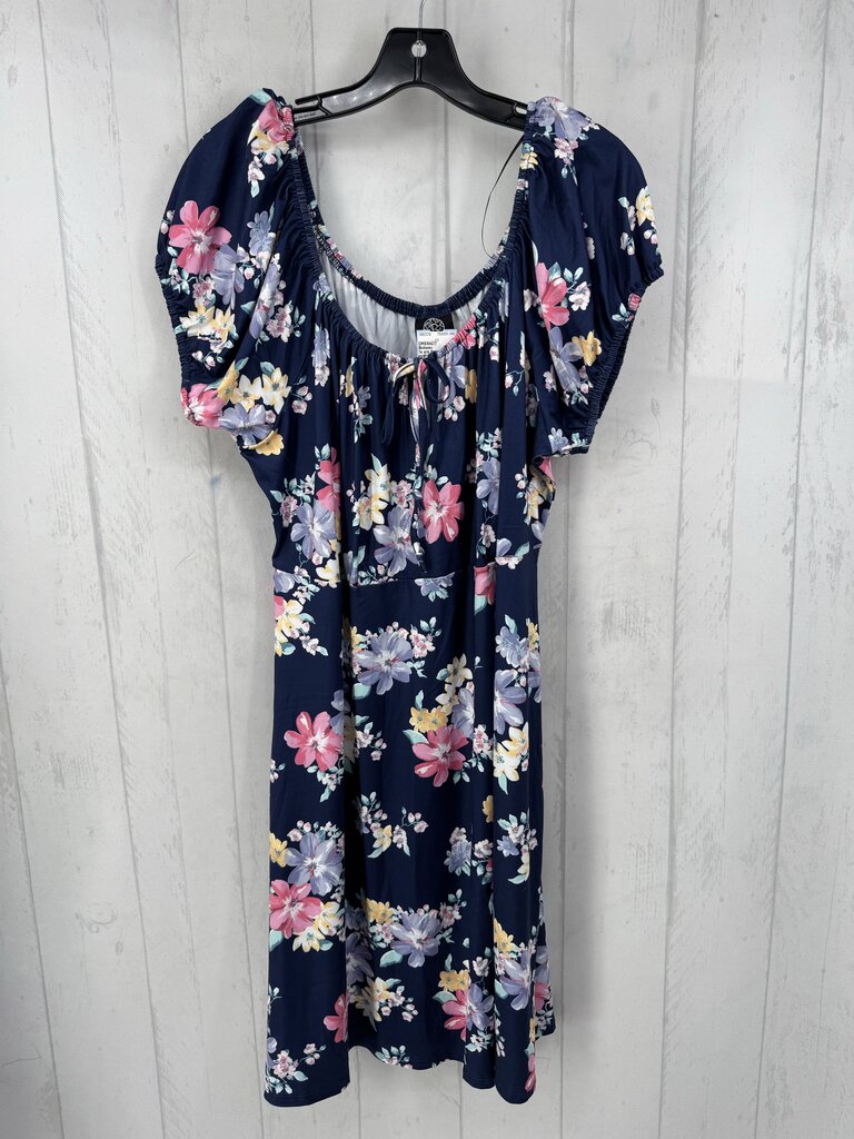 1x s/s flower print off shoudler dress