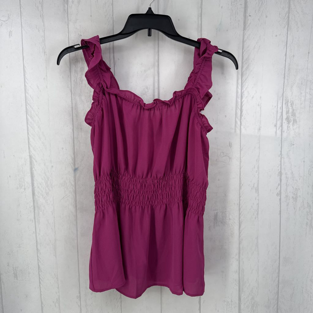 14 ruffle strap smocked peplum tank