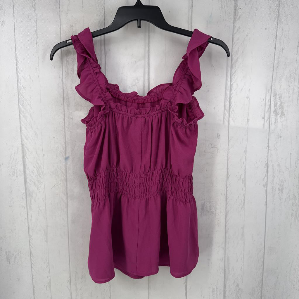 14 ruffle strap smocked peplum tank