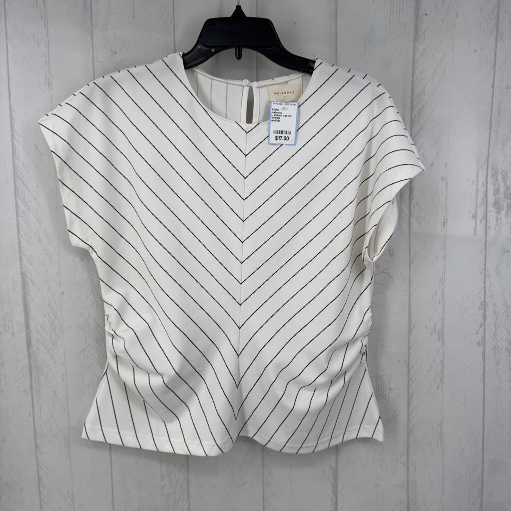 L striped cap slv top