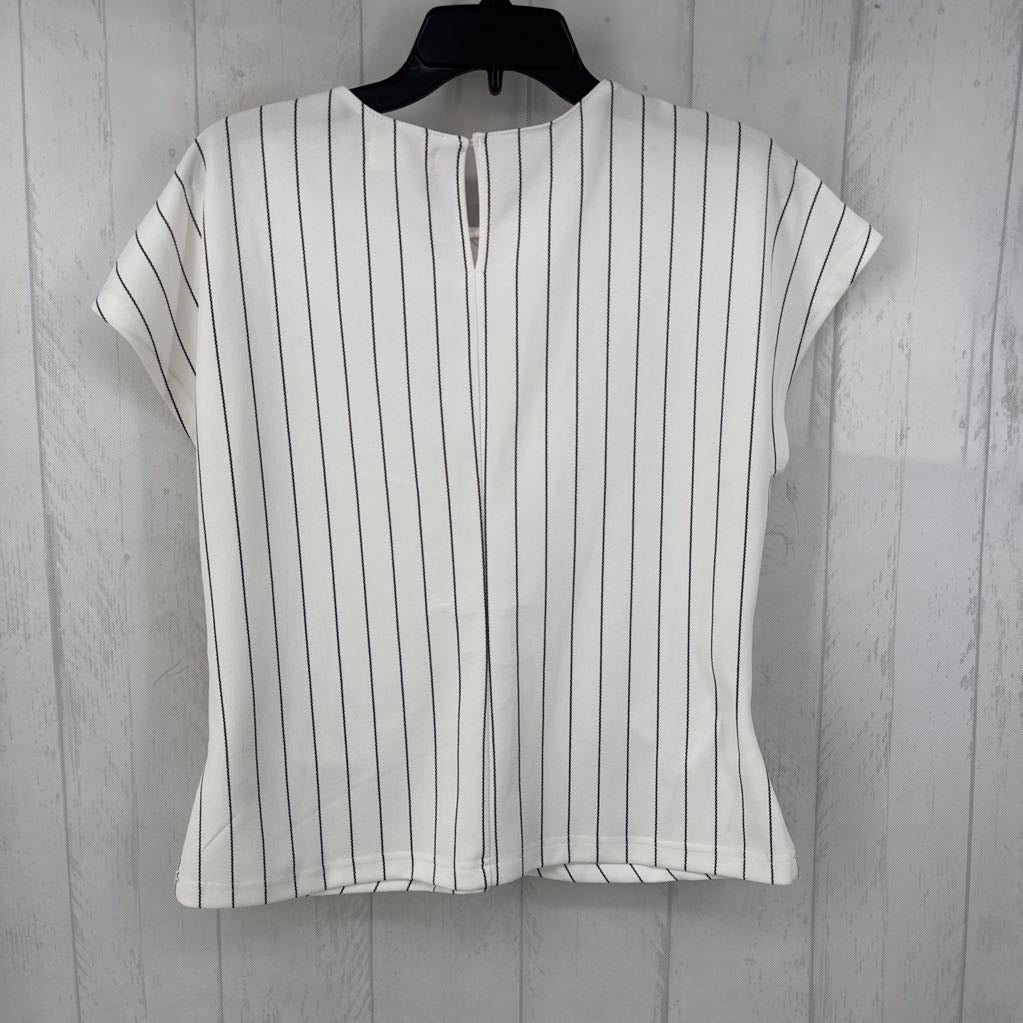 L striped cap slv top
