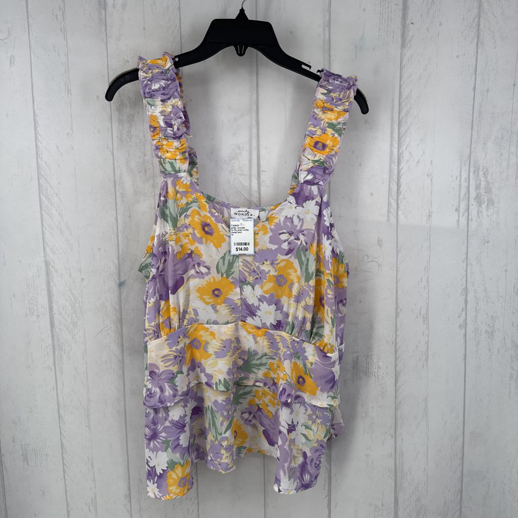 1x flo print ruffle tank