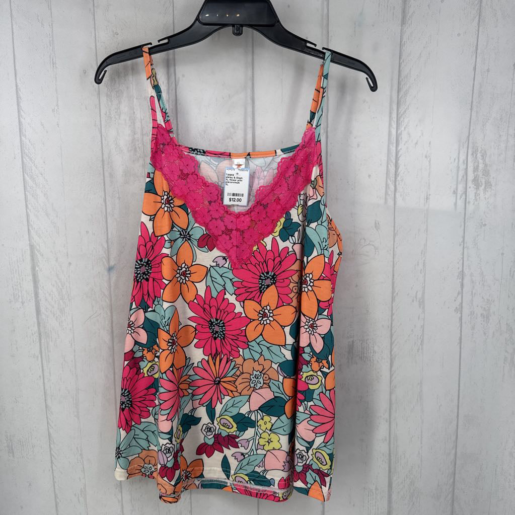 XL flower print layering tank