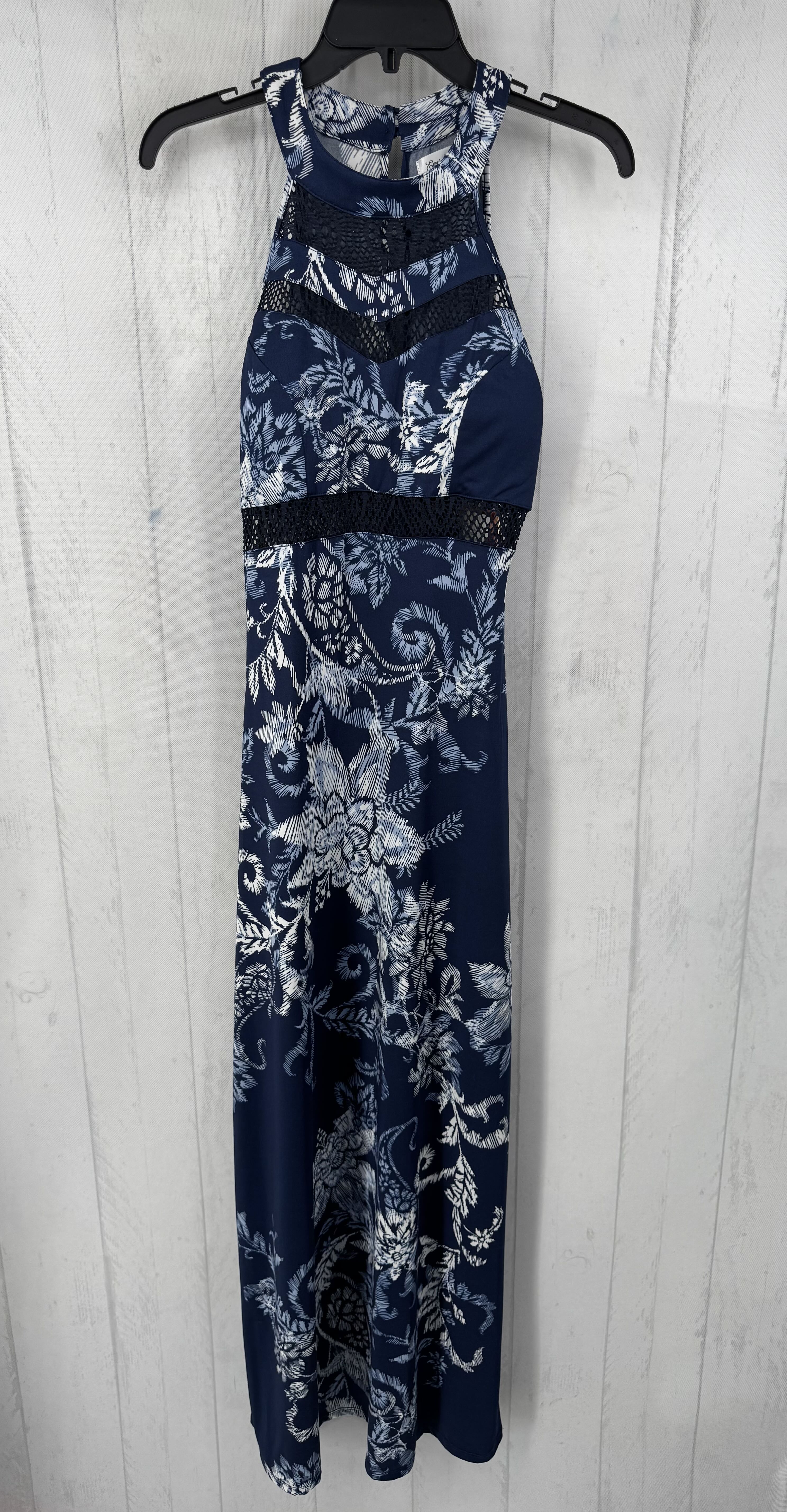 S flo print mesh accent slvls dress