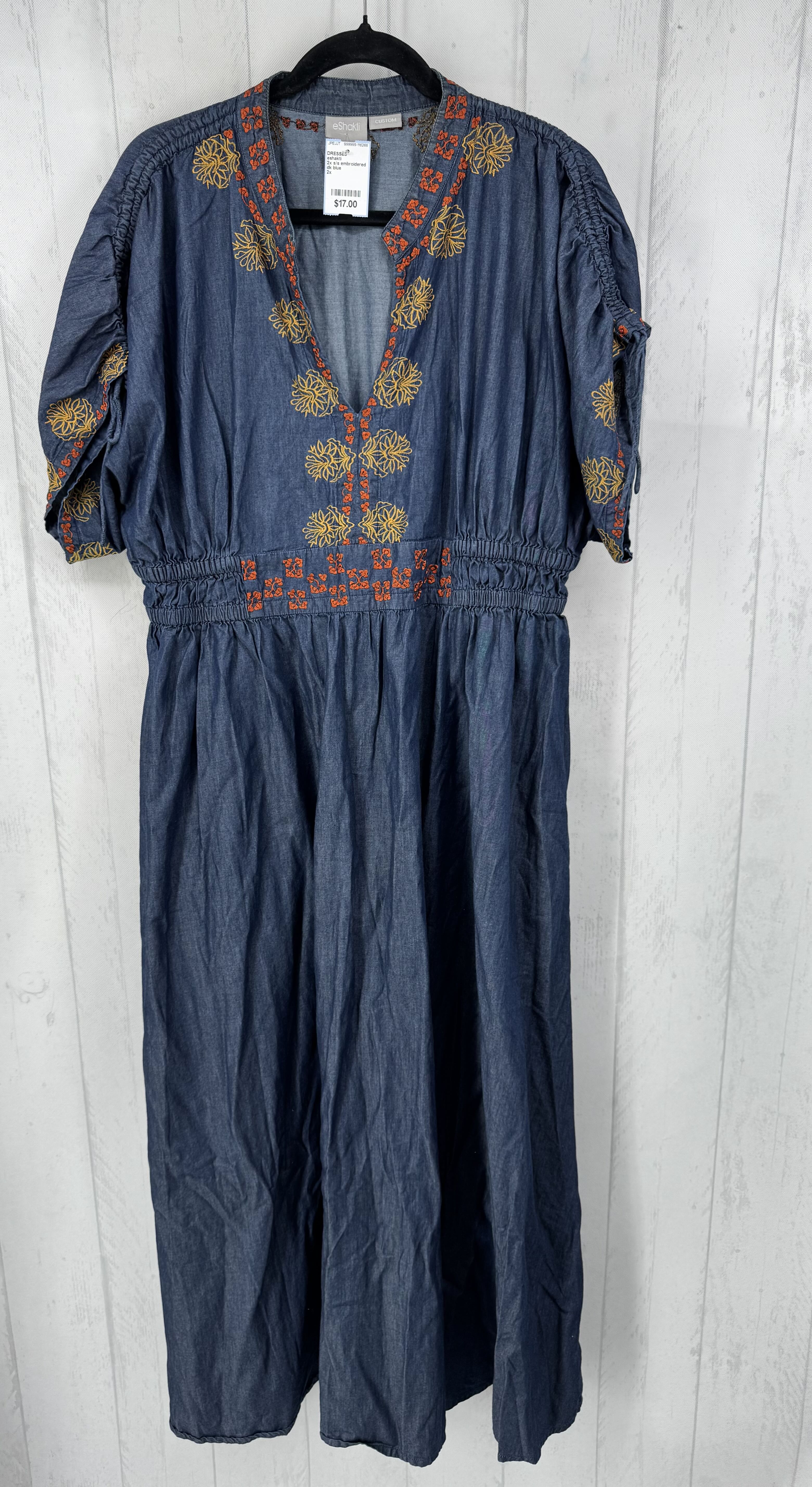 2x s/s embroidered maxi dress