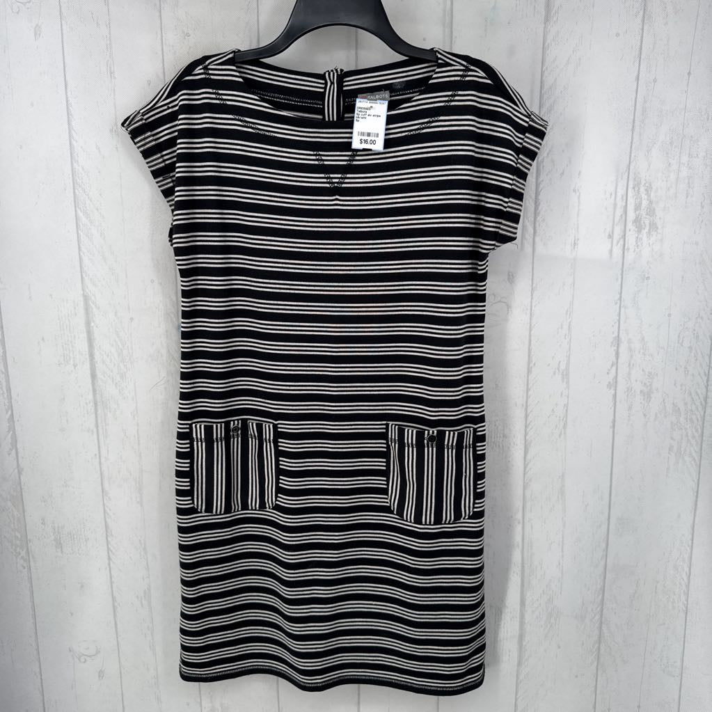 Sp cuff slv stripe pocket dress