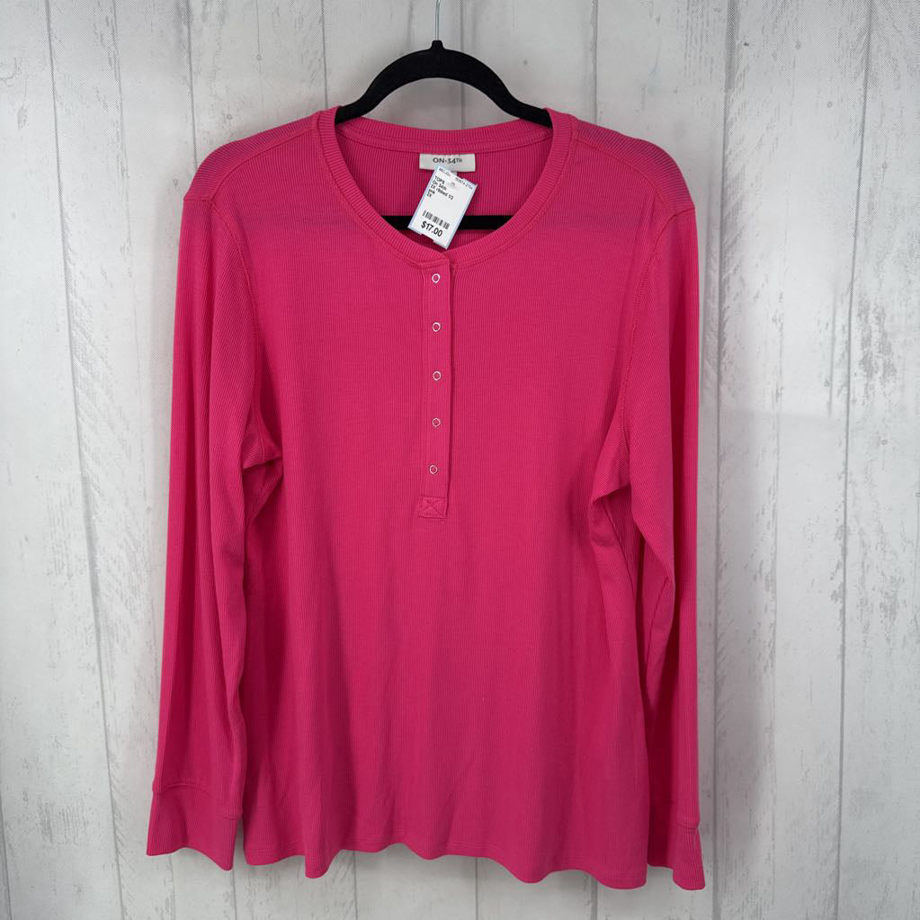 2X ribbed 1/2 button down l/s top