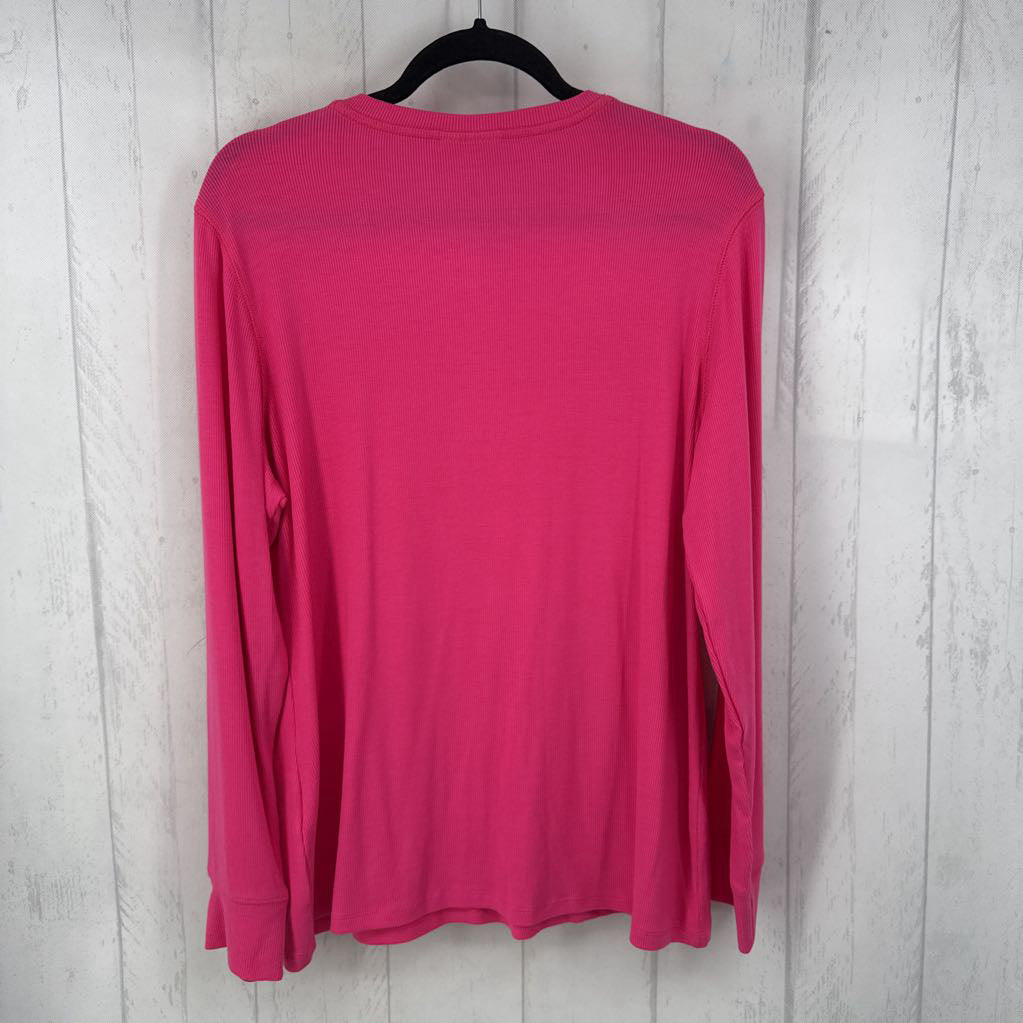 2X ribbed 1/2 button down l/s top