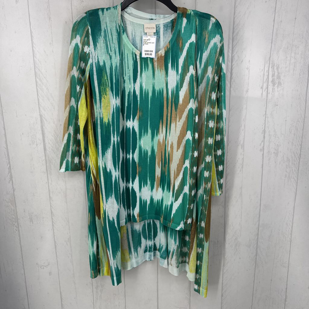 S 2pc printed cami & cardi set