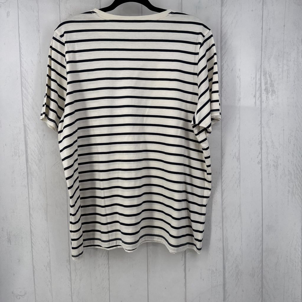 1x s/s stripe v-neck top