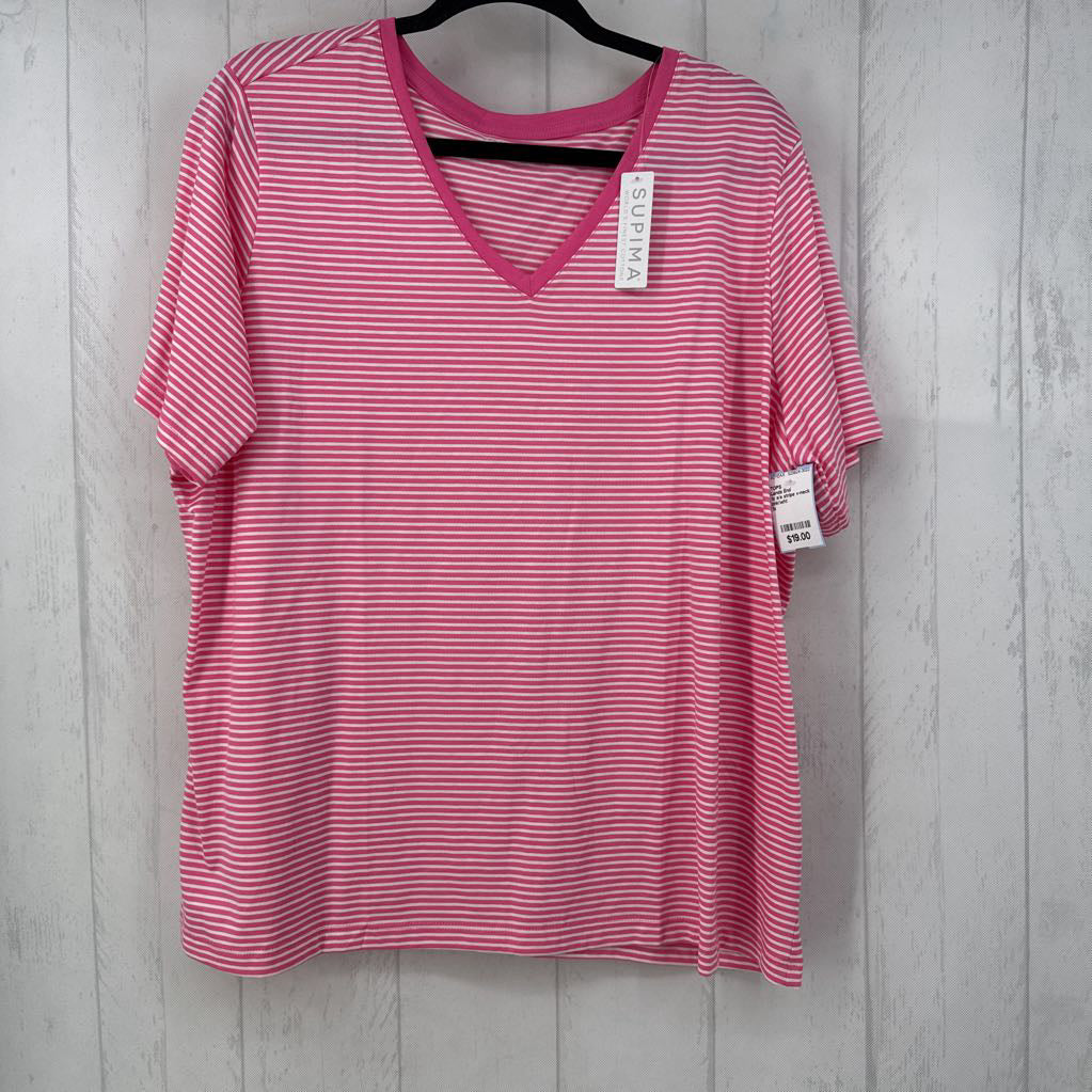 1x s/s stripe v-neck top