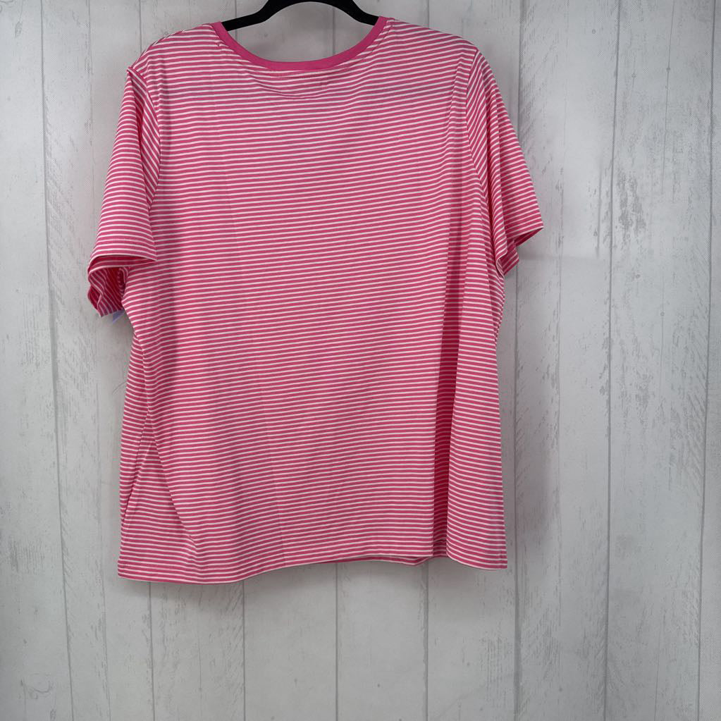 1x s/s stripe v-neck top