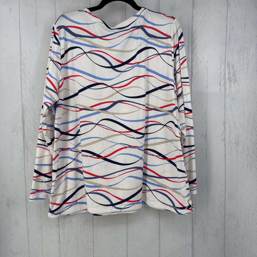 1x l/s wavy line print top