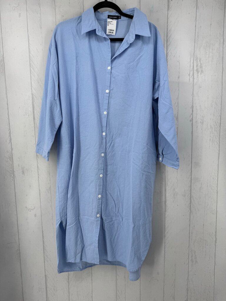 XXL elbow slv button shirt dress