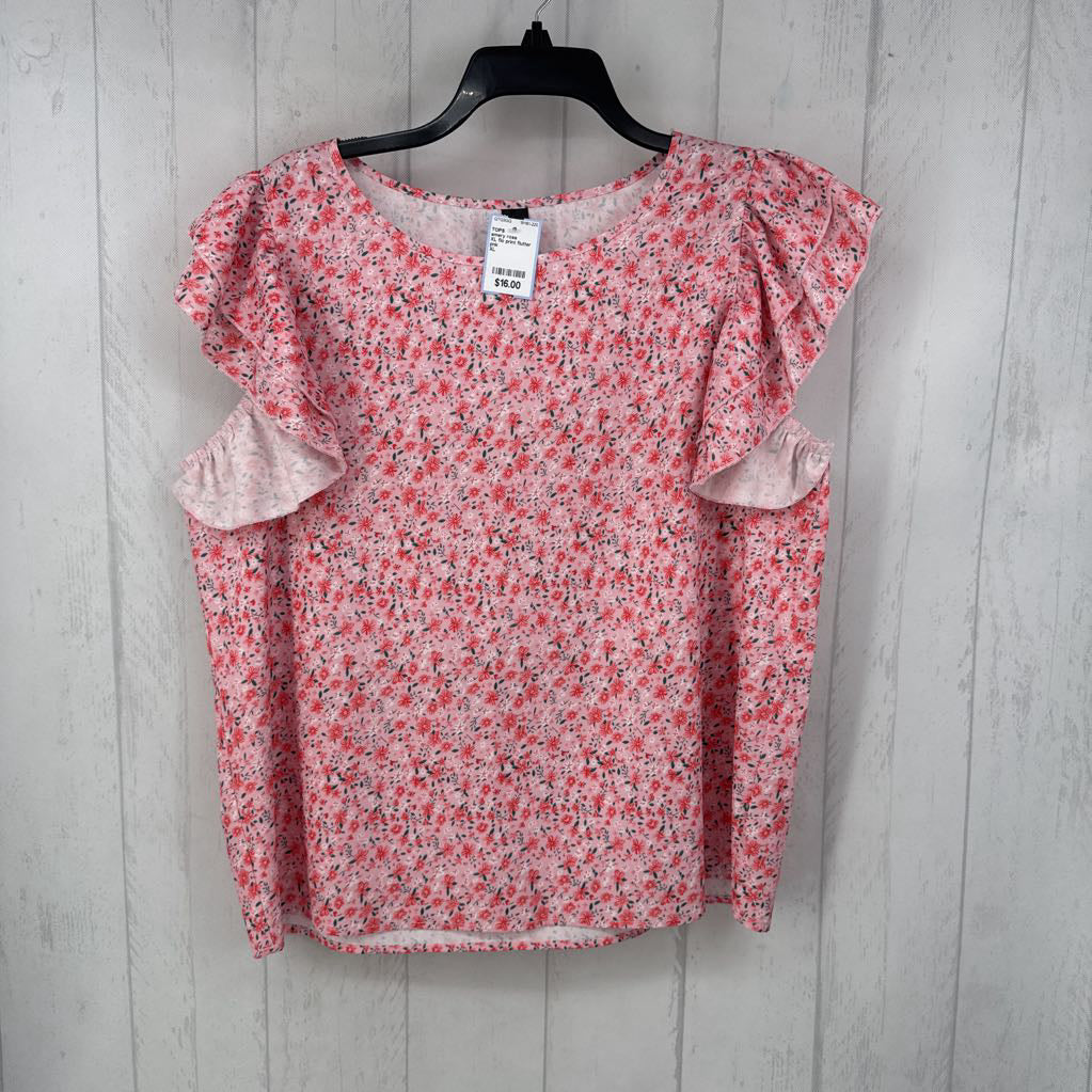 XL flo print flutter slv top s/s