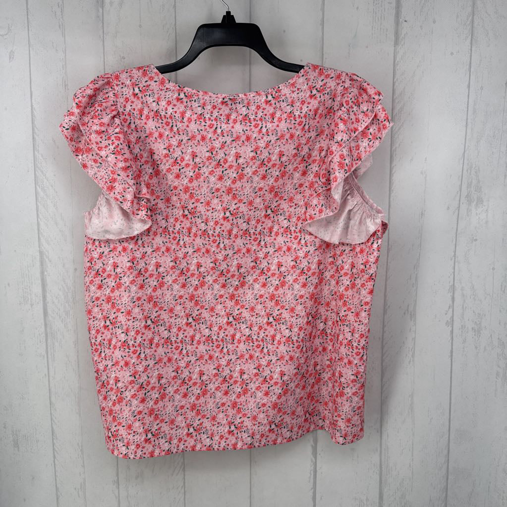 XL flo print flutter slv top s/s