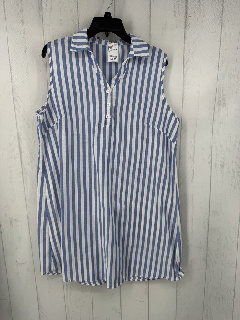 XL striped quarter button down slvls dress
