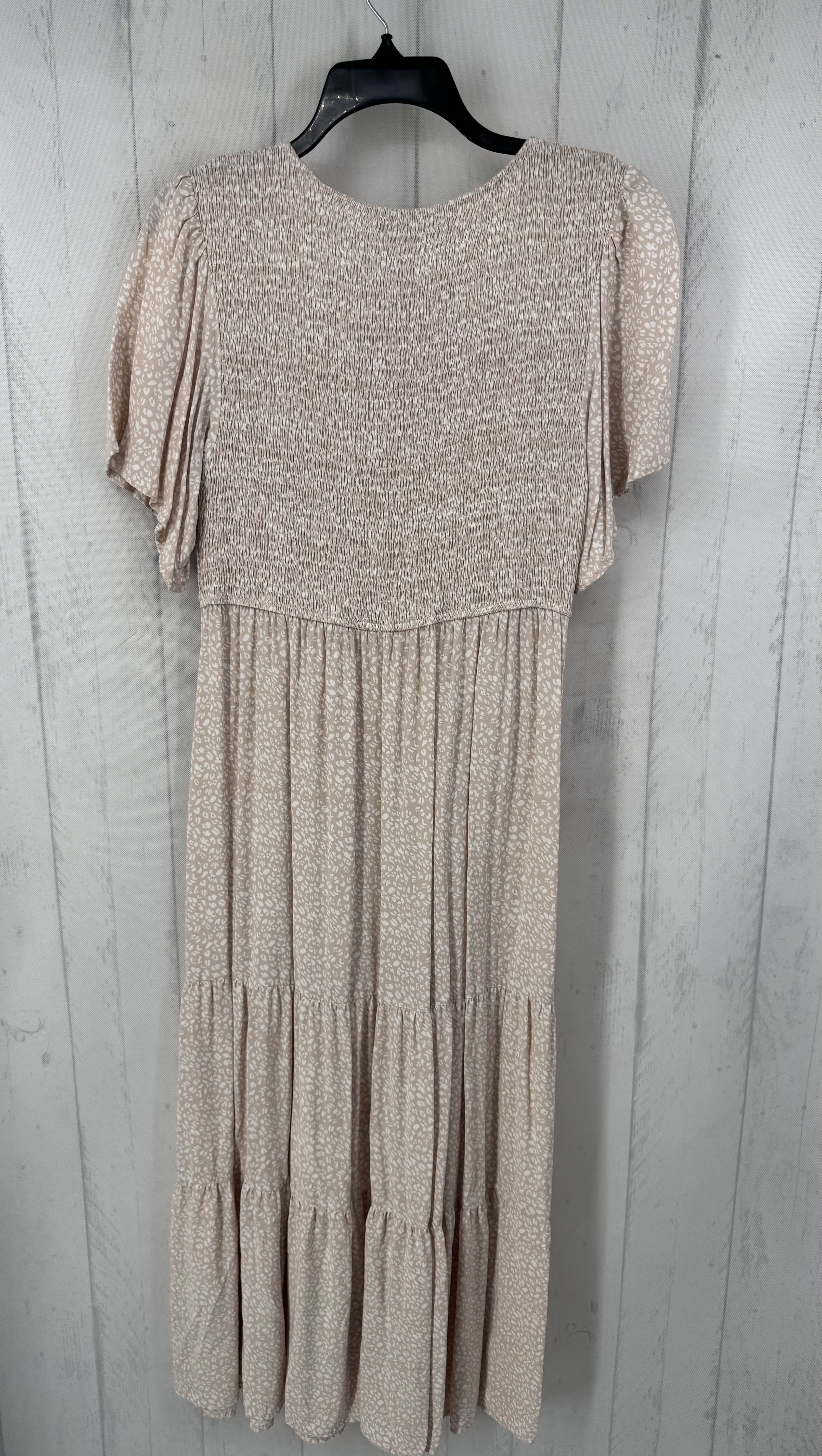 L smocked animal print tiered s/s dress