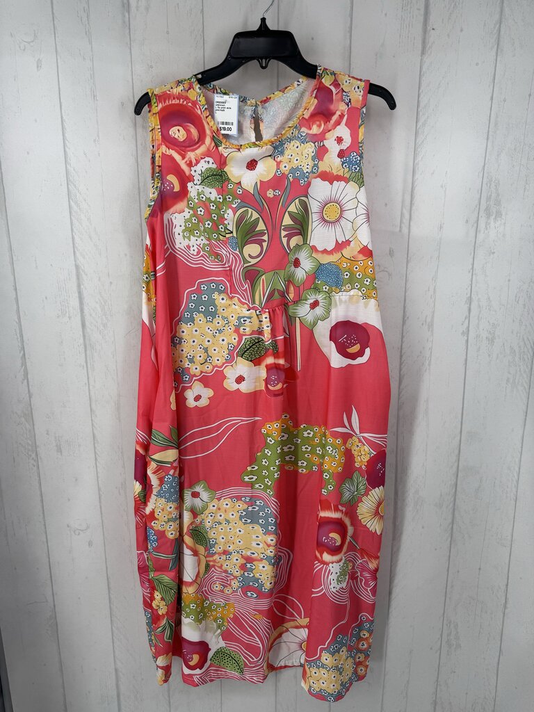 L flo print slvls maxi dress