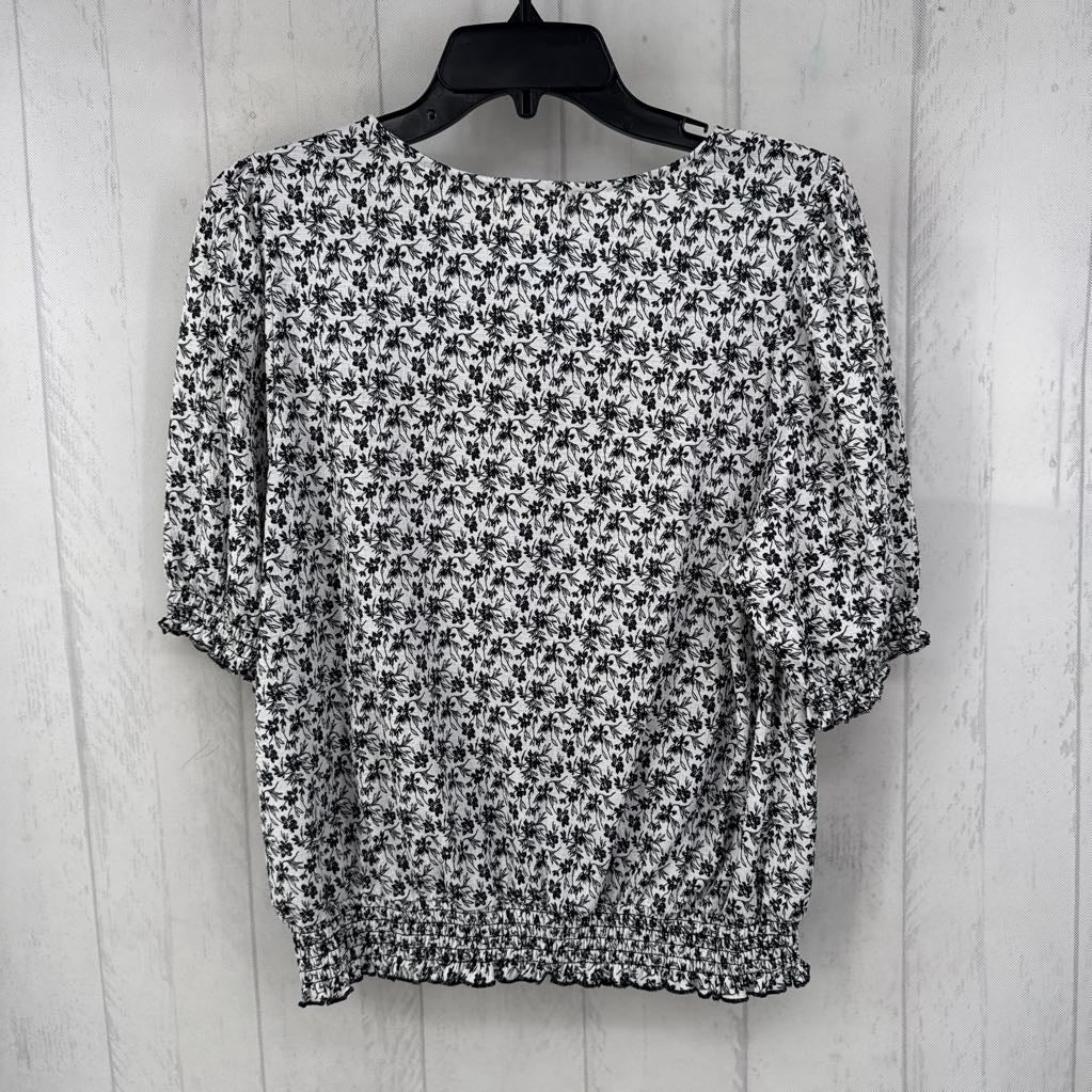 L flo print crossover s/s top