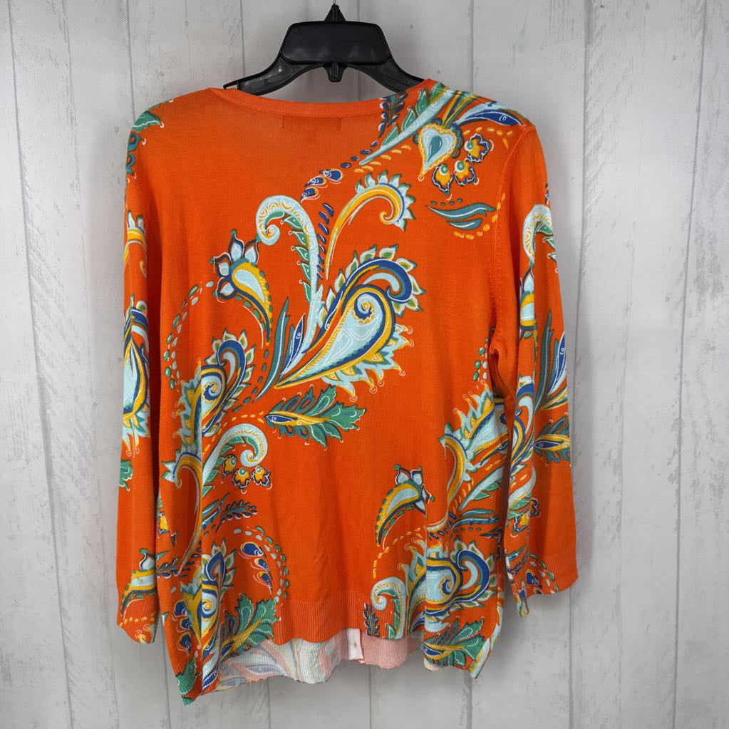 XL paisley print button down cardi