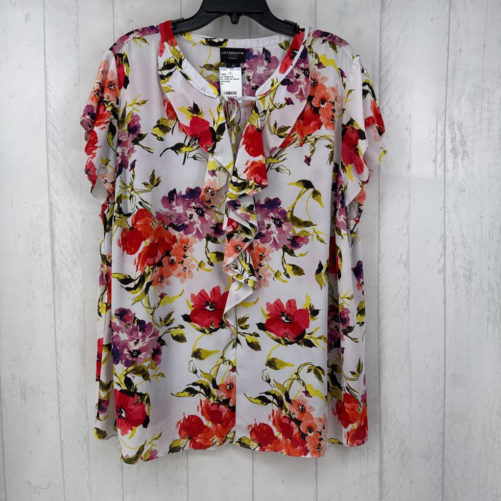 2x ruffle slv tiered ruffle top