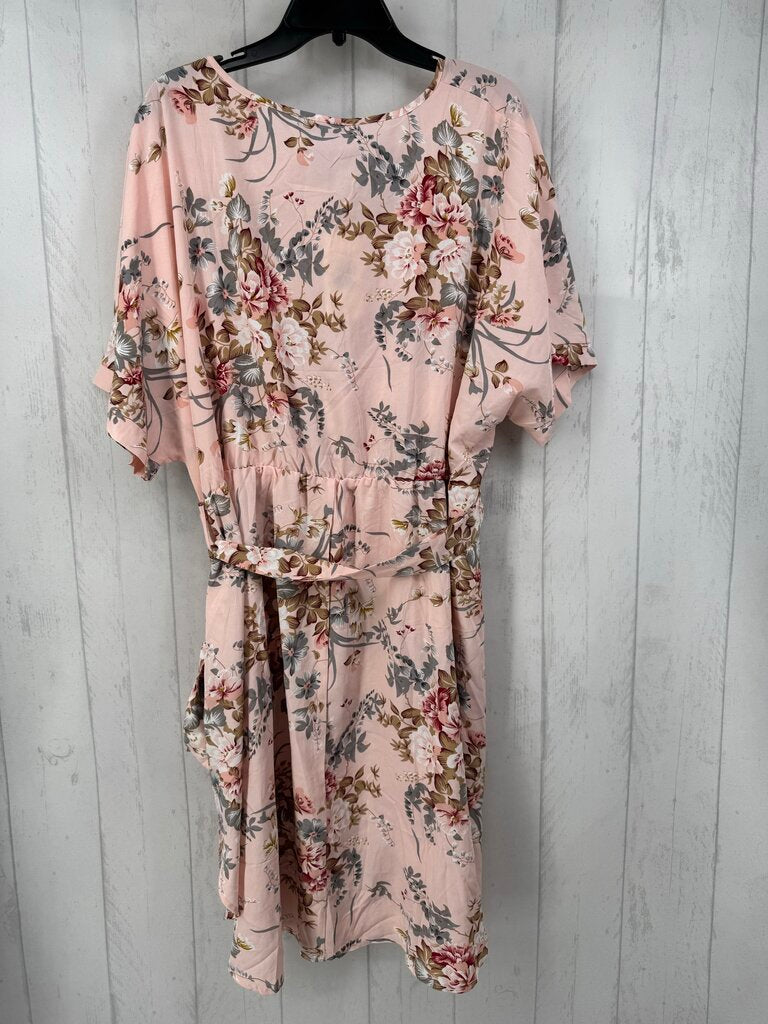22 s/s flower print dress w/ belt