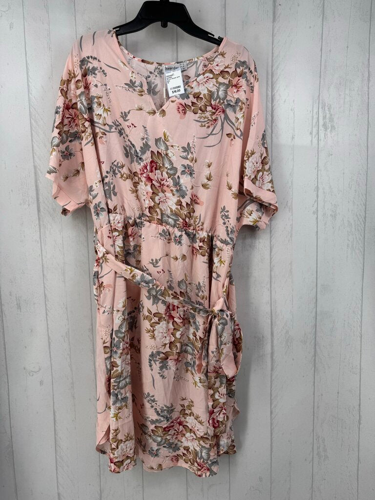 22 s/s flower print dress w/ belt