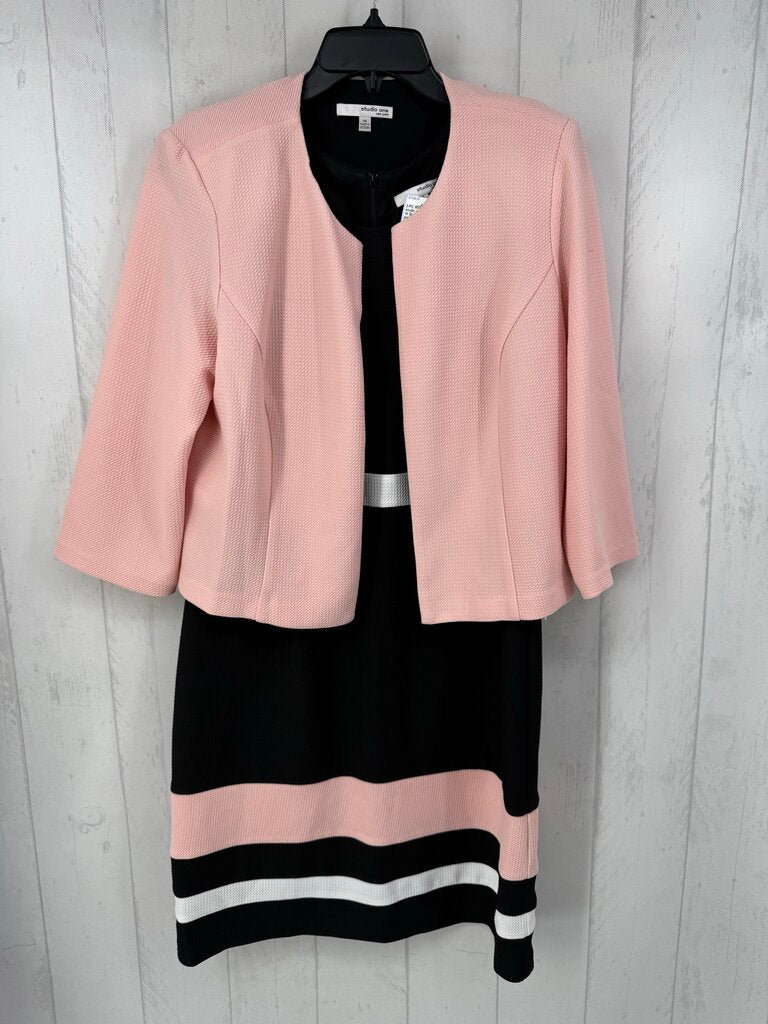 14 2pc textured blazer & slvls dress