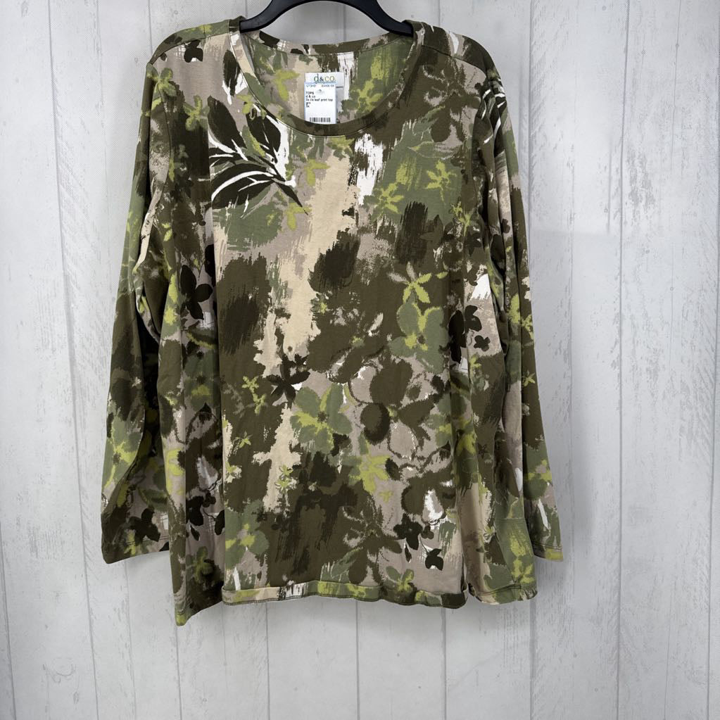 3x l/s leaf print top