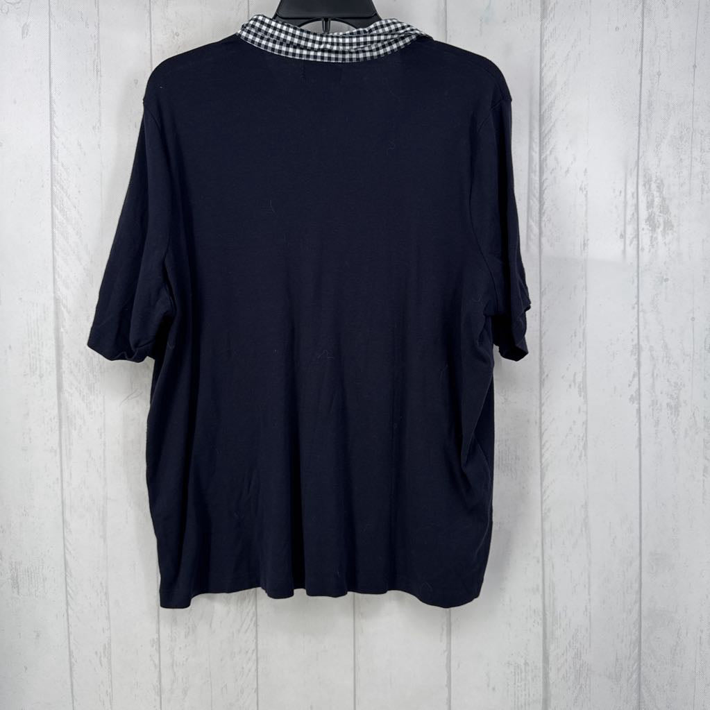 3x s/s v-neck collar top