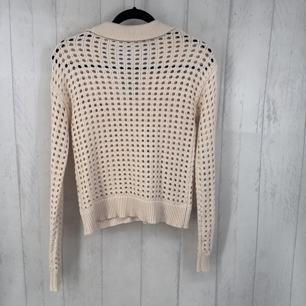 XS crochet split neck sweater