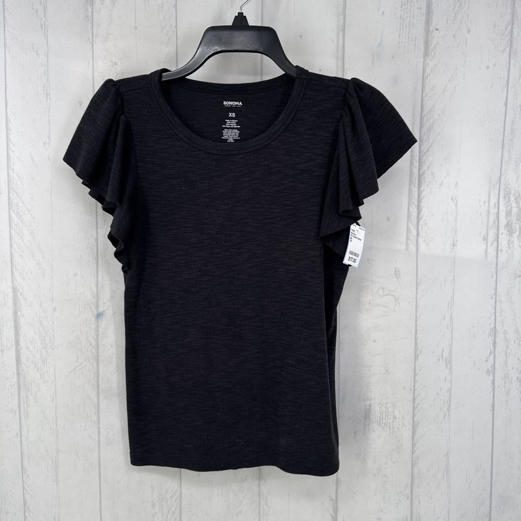 XS ribbed flutter slv top
