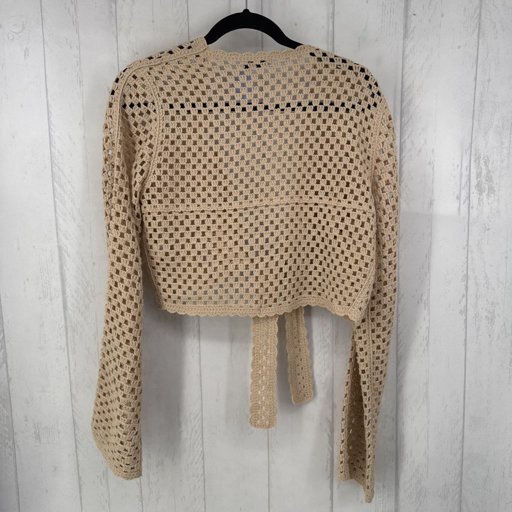L crochet tie front cardi