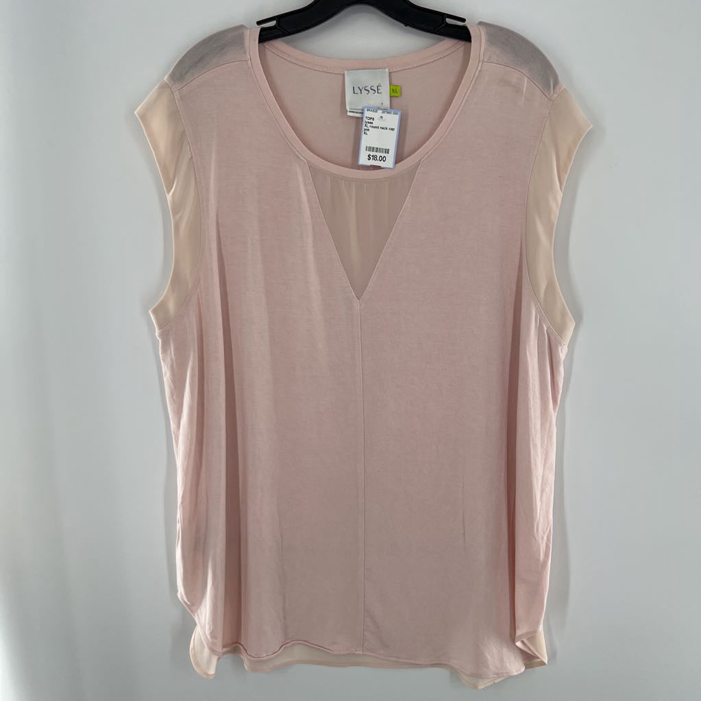 XL round neck cap slv top