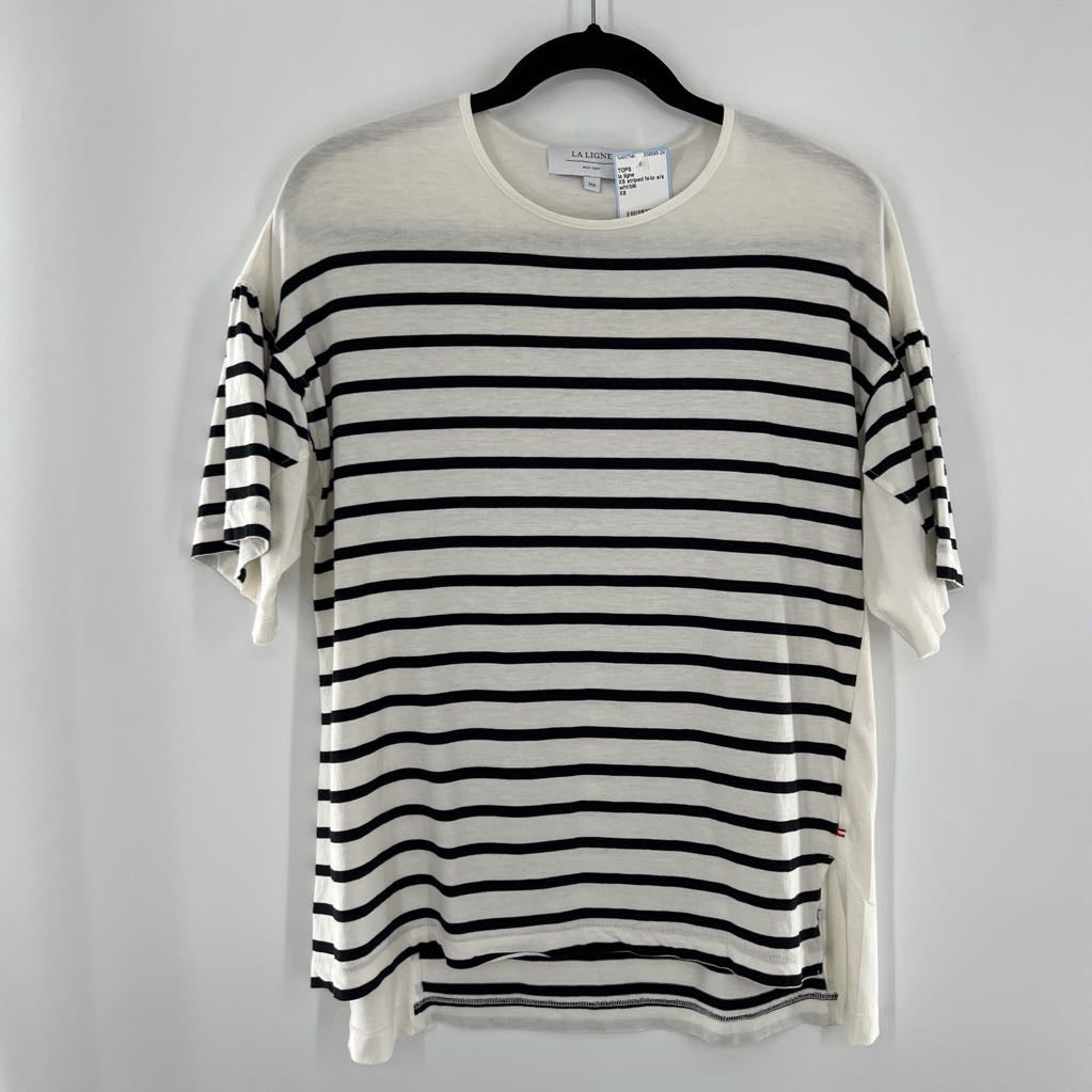 XS striped hi-lo s/s top