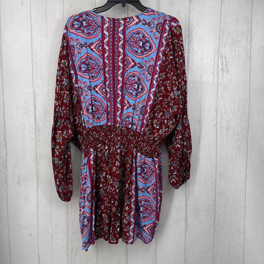 L l/s flower print short romper