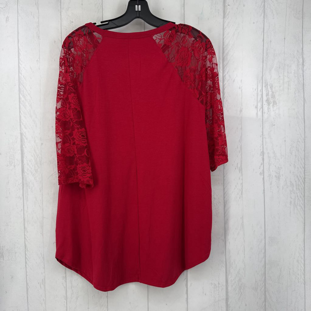 L lace slv scoop neck top
