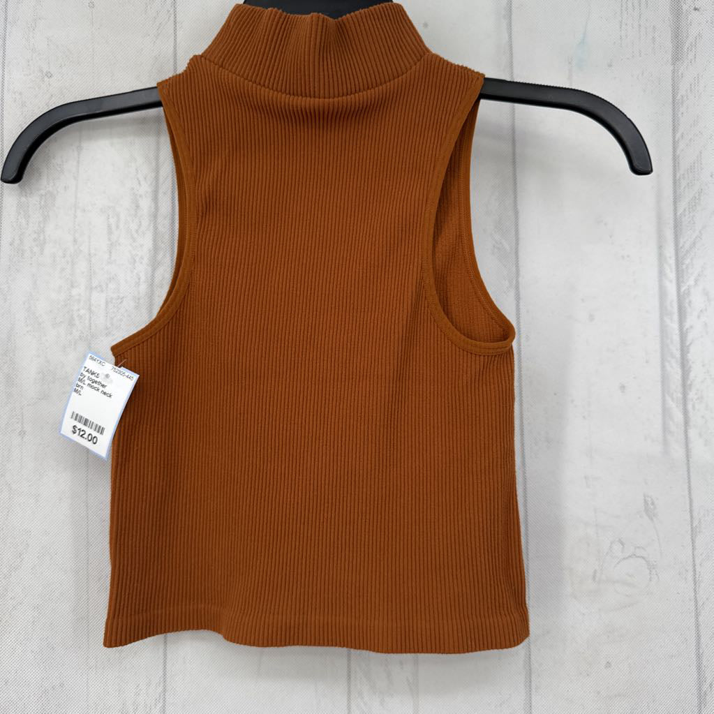 M/L mock neck crop ribbed tank