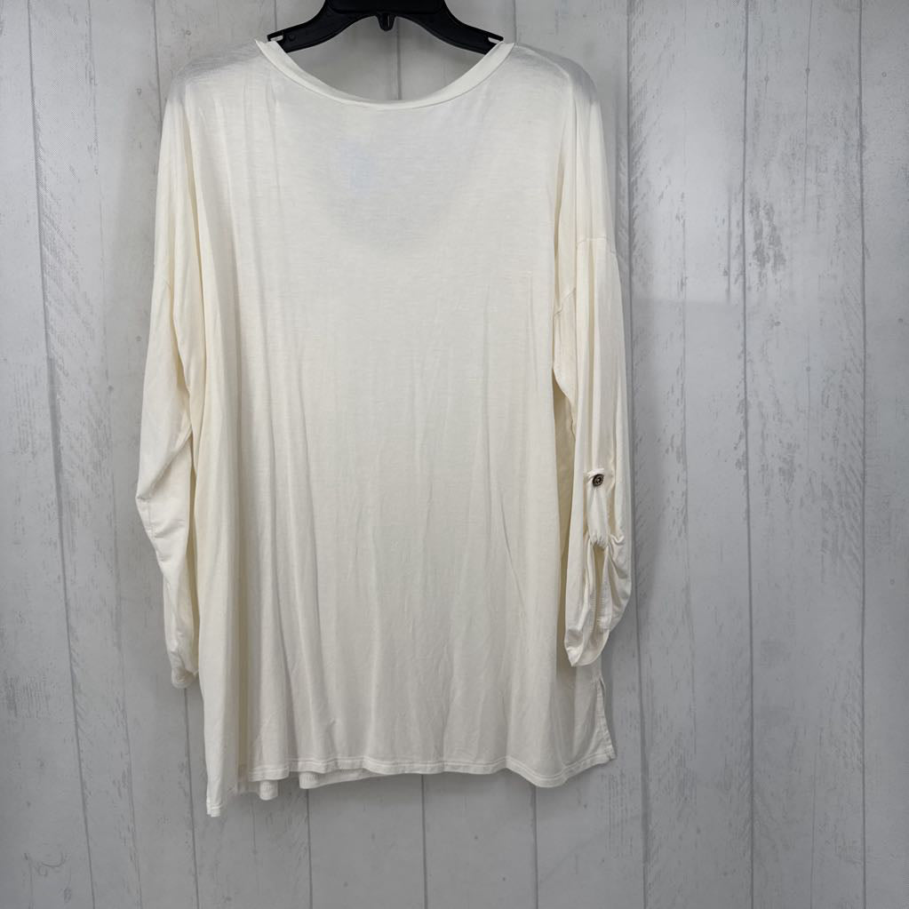 L tab l/s v-neck pocket top