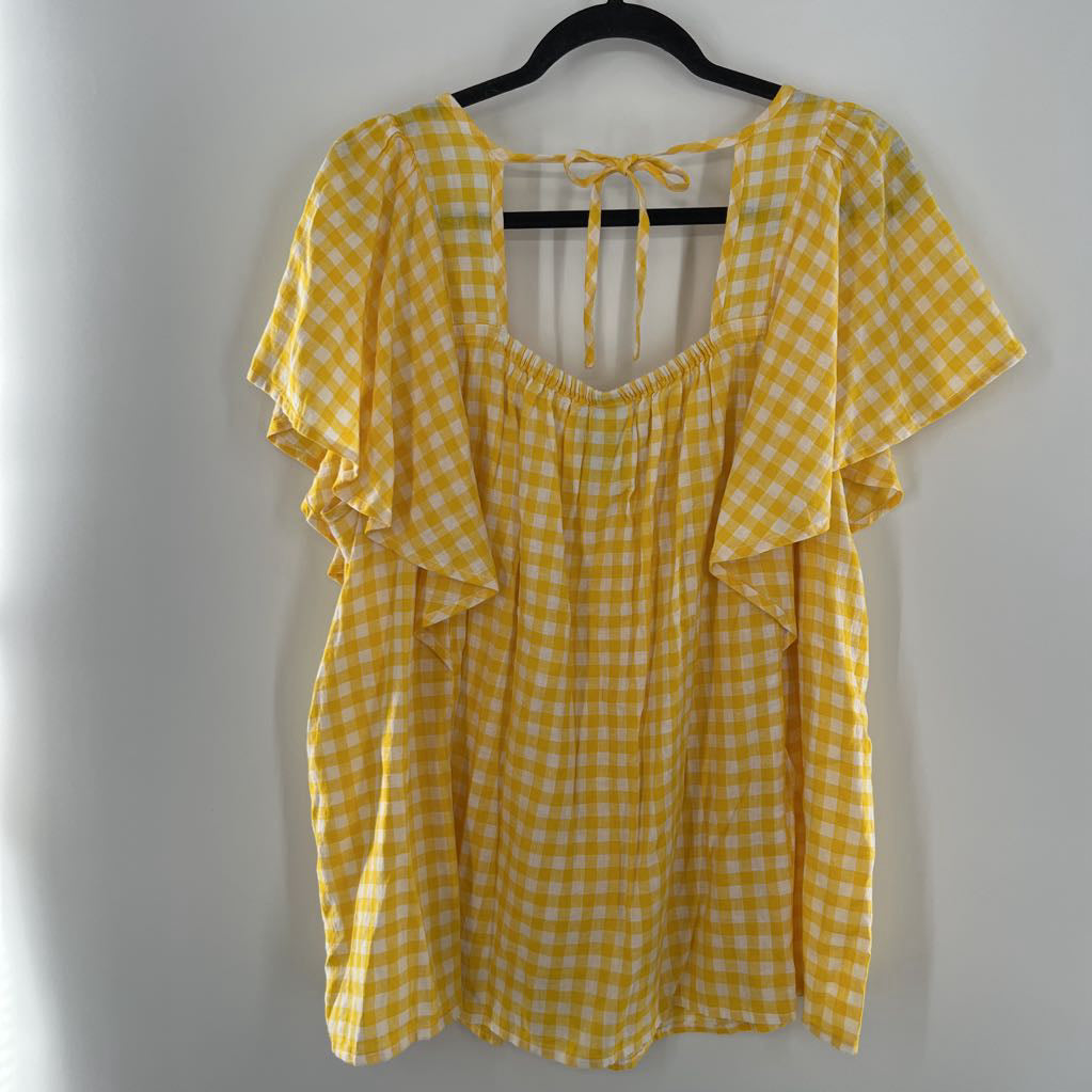 XXL ruffle slv check top
