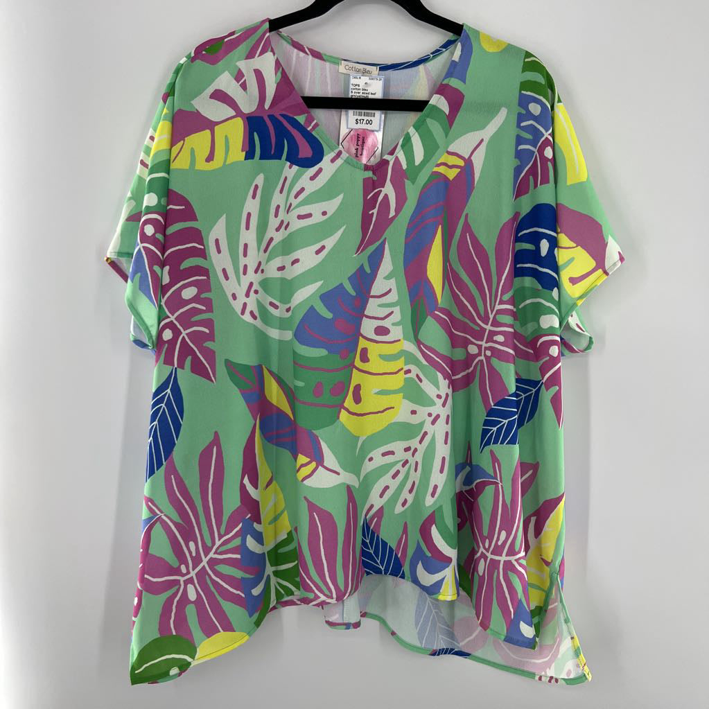 S over sized leaf print poncho style top