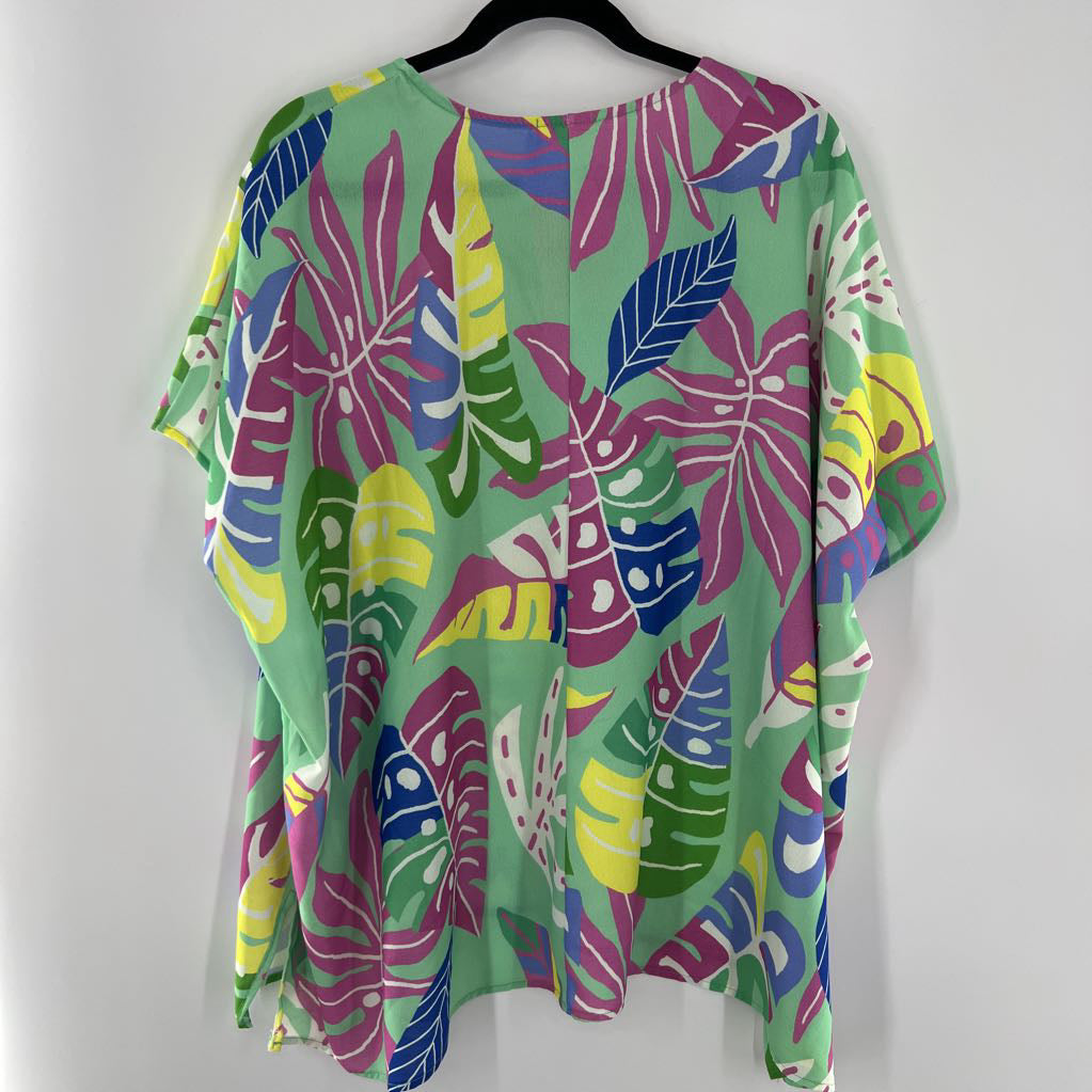 S over sized leaf print poncho style top