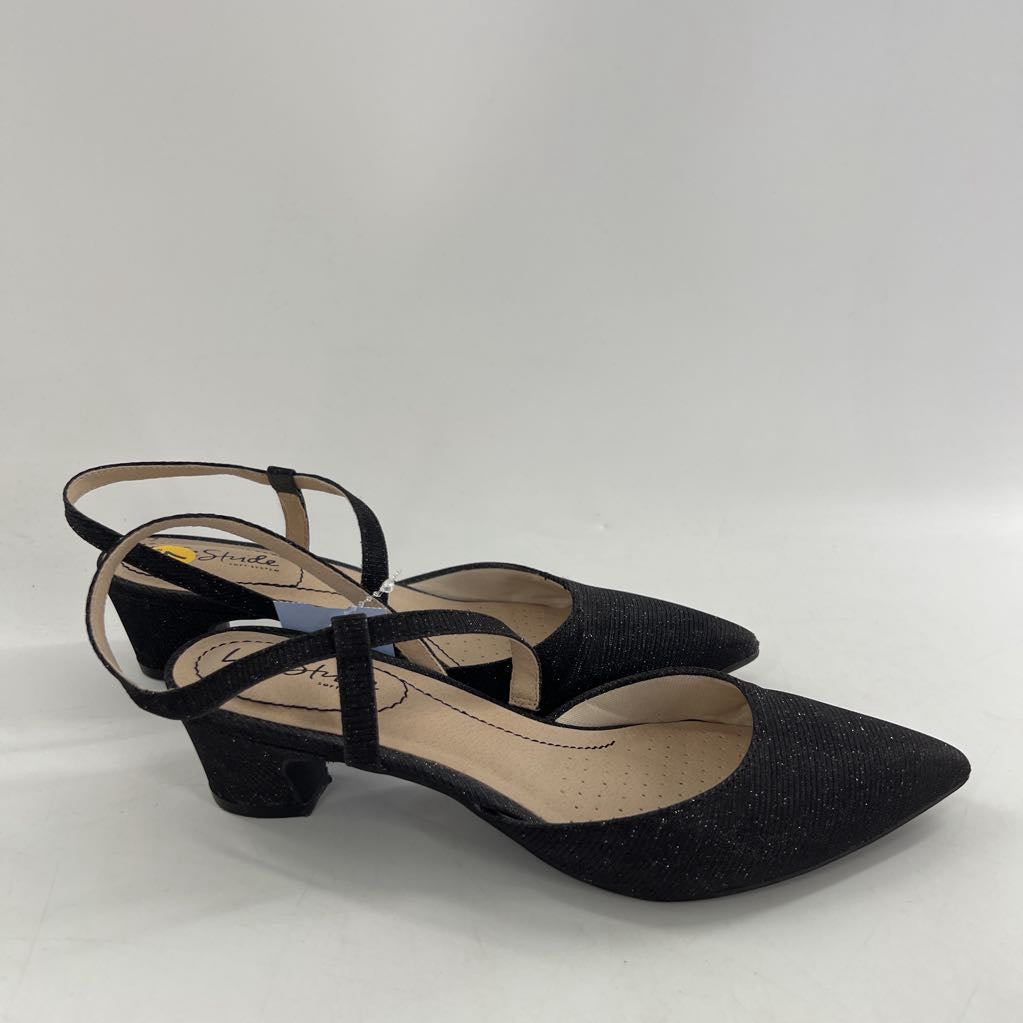 7 glitter ankle strap low heel pumps