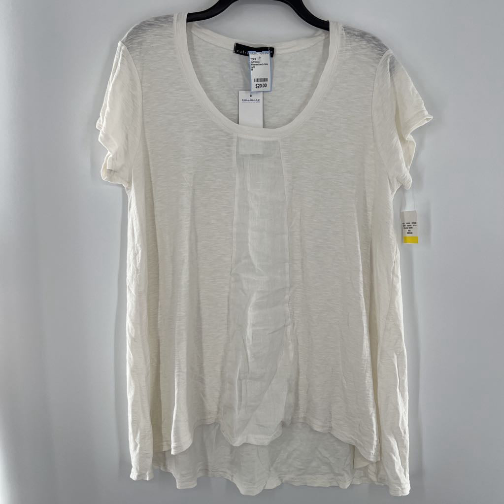 M round neck hi-lo s/s top
