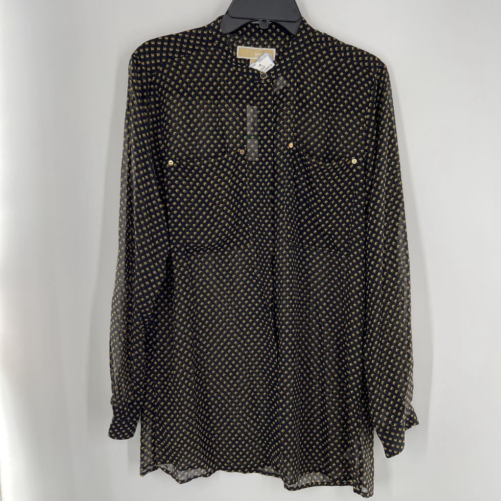 L printed v-neck l/s top