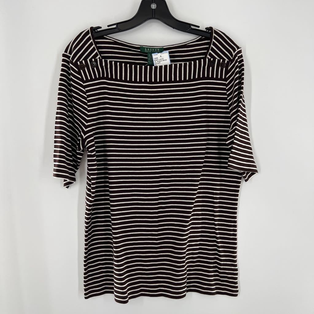 XL striped elbow slv tee