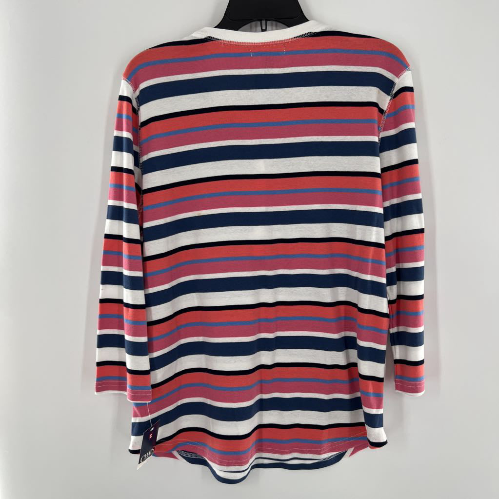 XL 3/4 slv stripe collar top