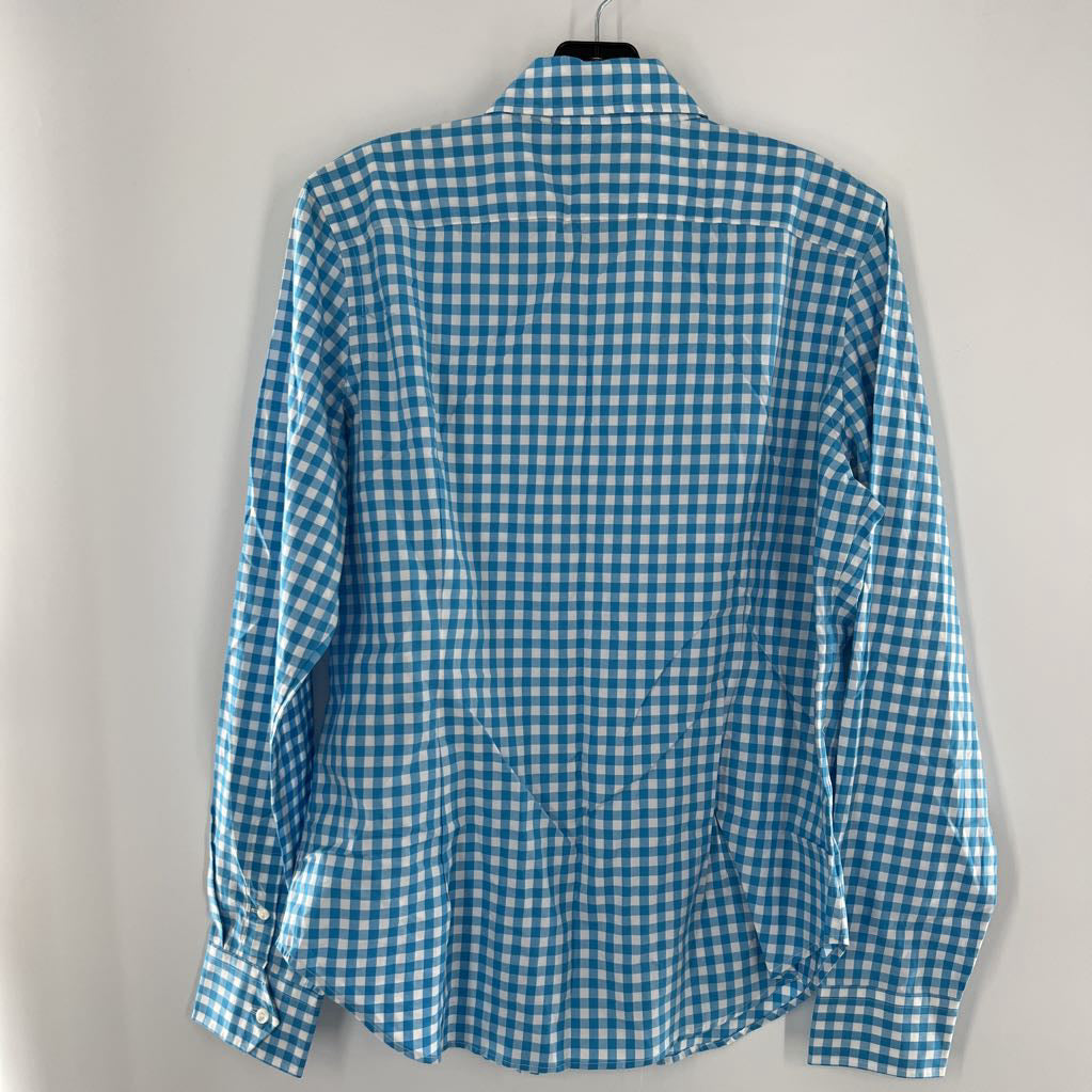 14 checkered button down l/s top