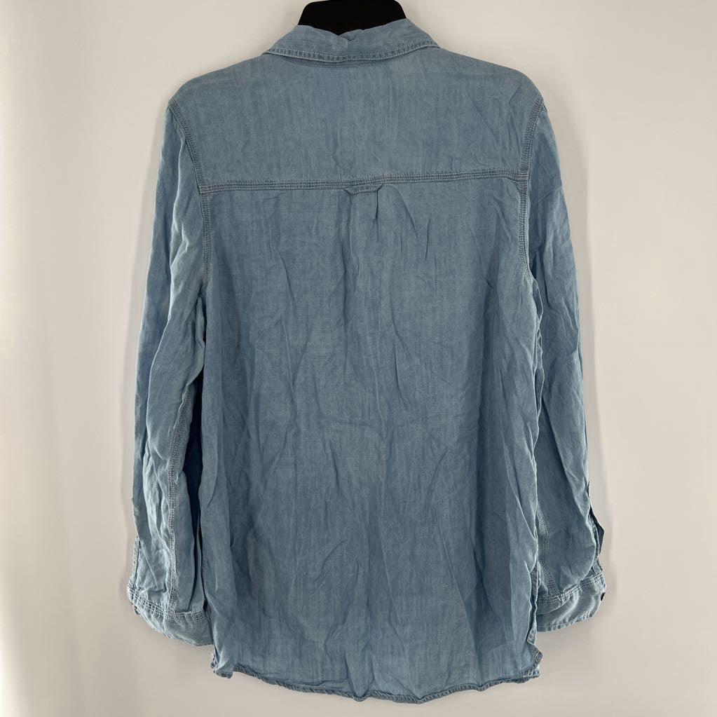 XL denim 1/2 button down l/s top